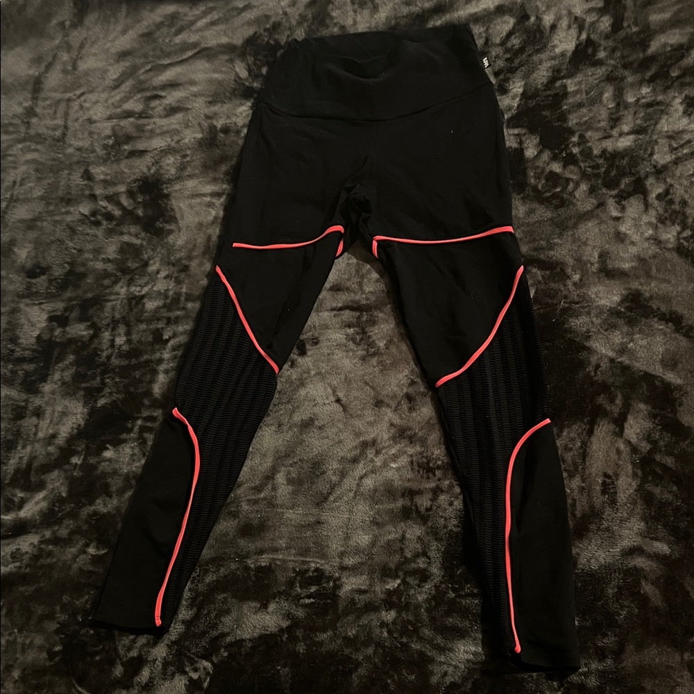 Black and neon orange Women's Leggings